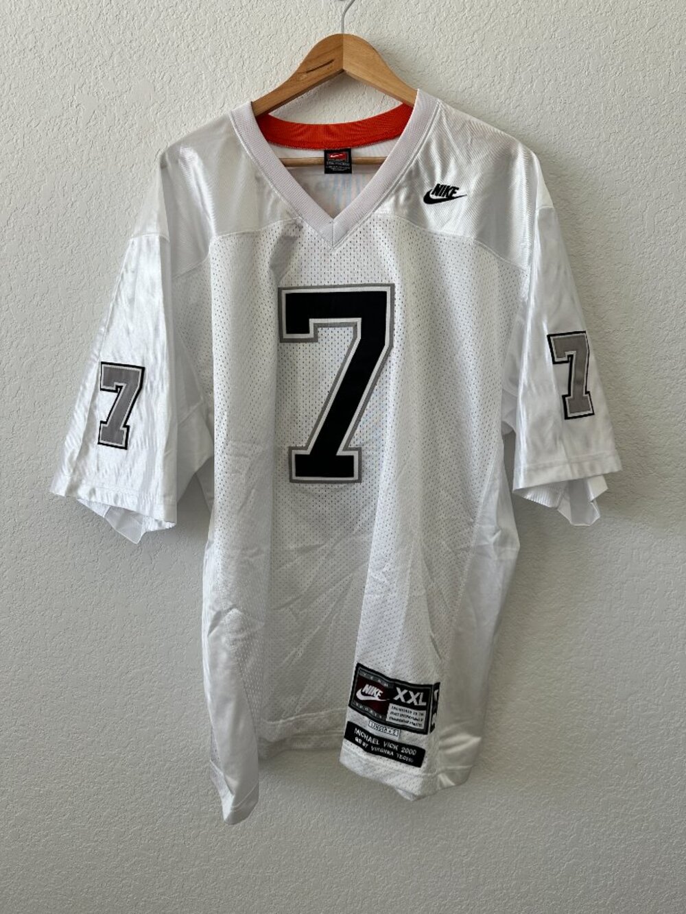 Vintage 2000 Nike Team Virginia Tech Hookies Michael Vick White Jersey Men's XXL